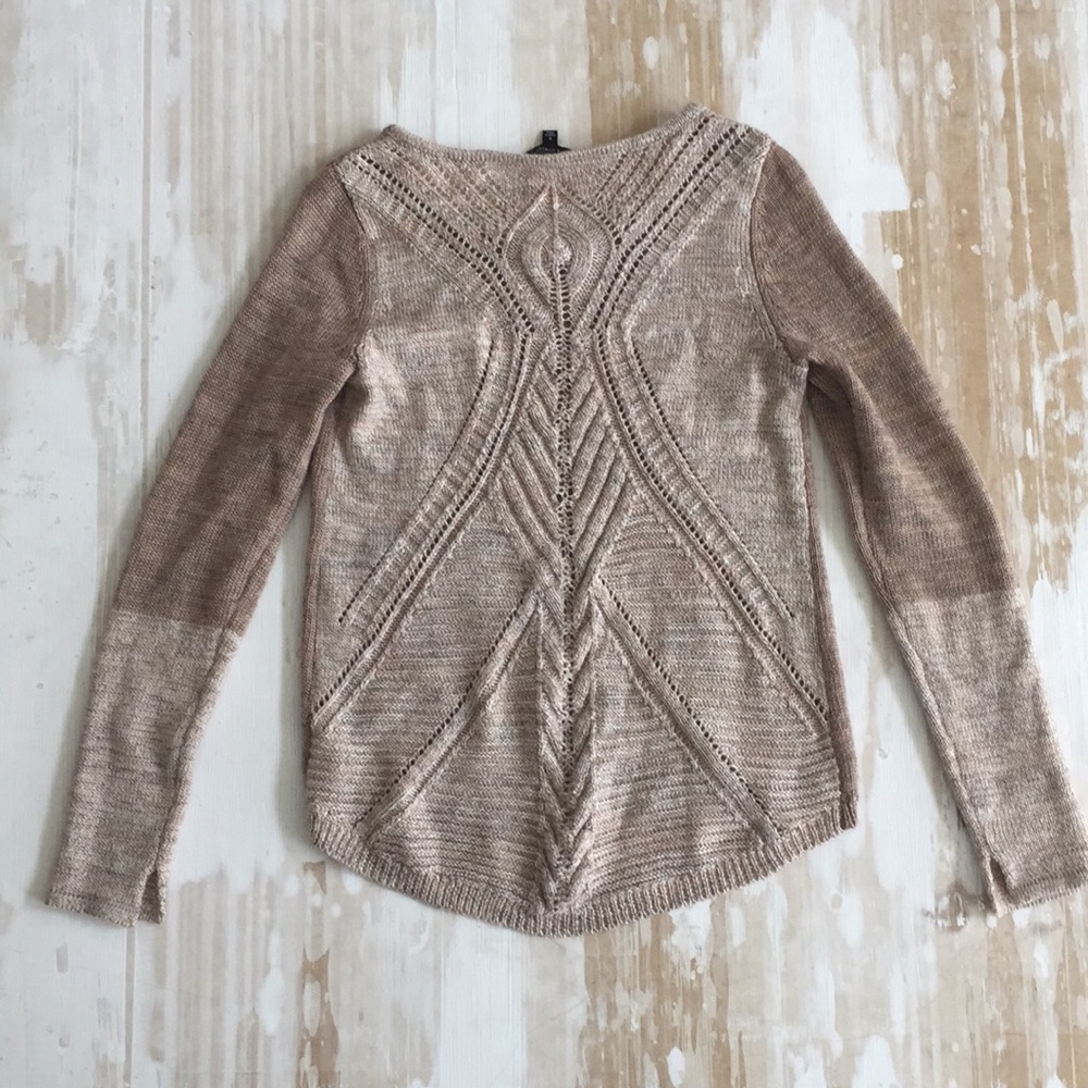 Fall sweater with chevron crochet detail on back
